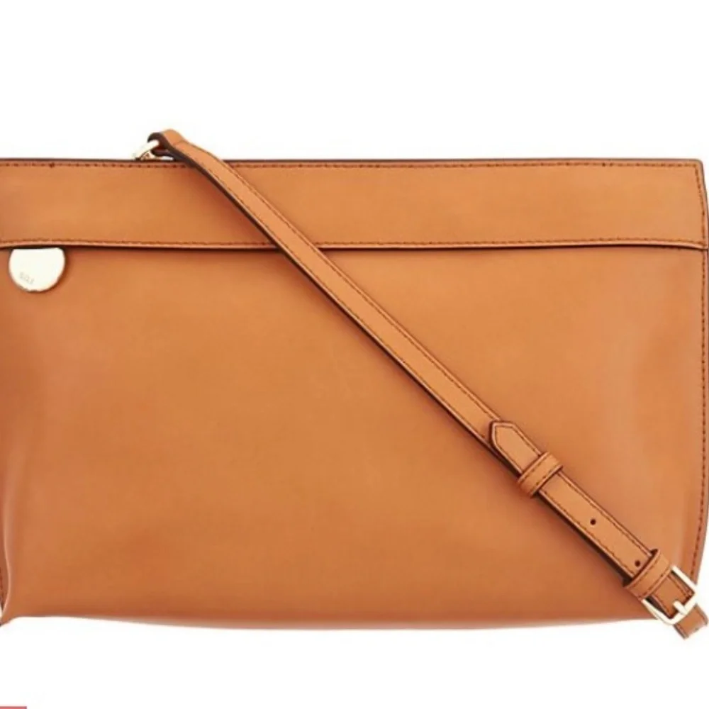 G.I.L.I. Leather Zip Convertible Pouch/Terra Smooth/Gold Tone/NEW/NEVER USED!